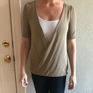 Theory camel drape blouse